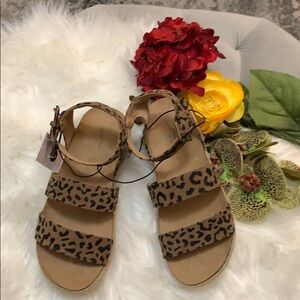 Animal Print Strappy Platform Espadrille Sandals W/Side Buckle Sz 7.5W NEW!